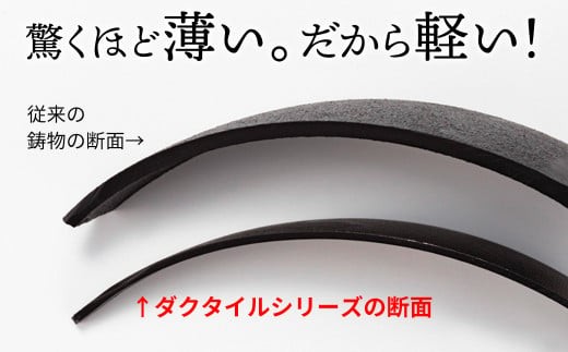 「薄さ」「軽さ」「強さ」を兼ね備えた、画期的な鉄器です。