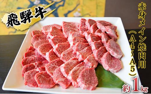 
[№5331-0150]飛騨牛　赤身メイン焼肉用　A4～A5等級使用　マルイおまかせ約1kg（500g×2p）
