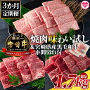 【ふるさと納税】＜【3ヶ月定期便】総重量1.7kg 宮崎牛焼肉味わい試し 宮崎県産和牛小間切れ付き＞国産 九州産 牛肉 焼き肉 BBQ バーベキュー ロース ウデ モモ セット 小分け 個包装 プレゼント【MI241-my】【ミヤチク】