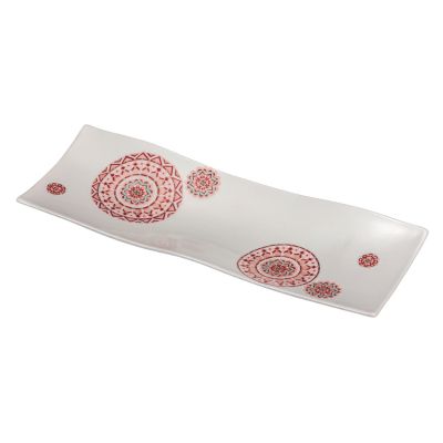 【ふるさと納税】九谷焼　 11号盛皿　赤絵丸紋　a01　大志窯　 食器 キッチン雑貨 キッチンアイテム 雑貨 お皿 食卓 テーブルコーディネート 盛り付け 長皿 角皿