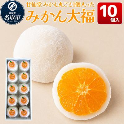 ふるさと納税 名取市 和菓子 甘仙堂 みかん丸ごと1個入った みかん大福 10個入り|21_ksd-091001