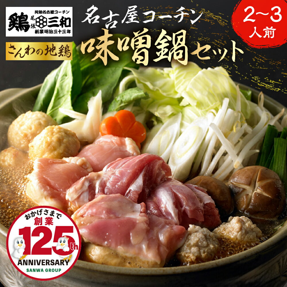 【ふるさと納税】名古屋コーチン 味噌鍋セット 具材 鶏三和 鍋 鍋セット 肉 鶏肉 つくね だんご スープ 麺 セット 味噌味 2〜3人前 冬限定 ご当地鍋 期間限定 鳥 鶏 とり 名古屋 コーチン 冬季限定