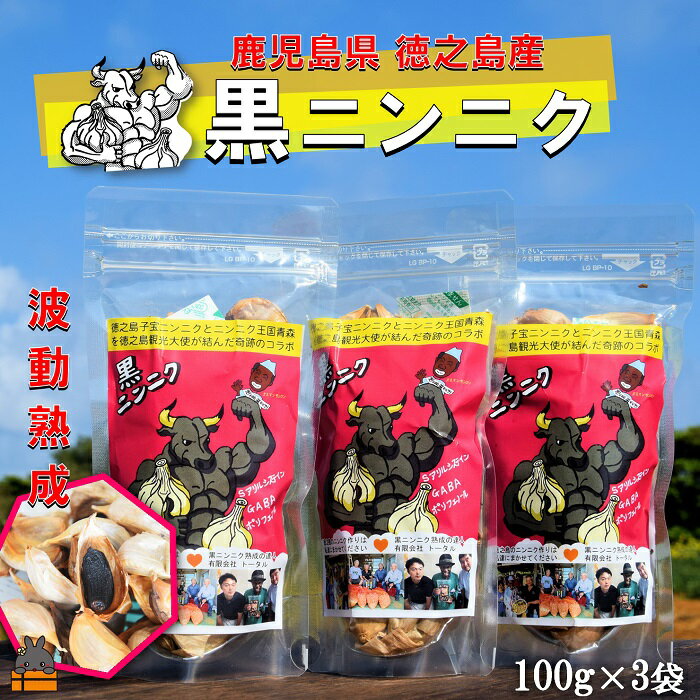 【ふるさと納税】こだわりの波動熟成！ 鹿児島県徳之島産黒ニンニク（100g×3袋） ( にんにく ニンニク 熟成 GABA ポリフェノール Sアリルシスティン 健康食品 元気 長寿 徳之島 奄美 鹿児島 世界自然遺産 奄美海援隊 )