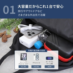 Owltech 20000mAh 最大PD30W対応 USB Type-C入出力／USB Type-A出力 モバイルバッテリー OWL-LPB20016-WH