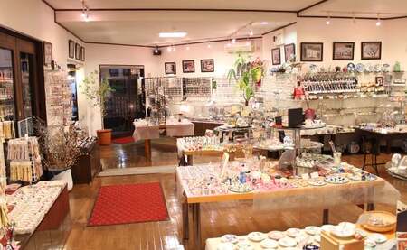 A12-75 二宮閑山 有田焼磁器玉ヘアゴム5個セット 桜・薔薇・菖蒲・梅・クローバー