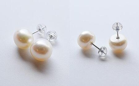 淡水本真珠ピアス／パープルYG