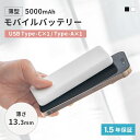 【ふるさと納税】厚さ13.3mm 5000mAh 最大15W出力 USB Type-C入出力／USB Type-A出力 モバイルバッテリー OWL-LPB5013【 ガジェット 海老名市 】