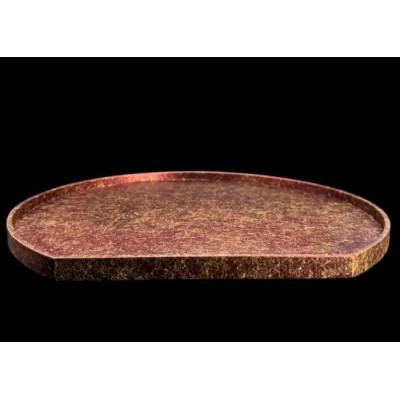 ふるさと納税 海南市 木製 半月トレイ　乱糸 (マット仕上げ) 　赤溜 |  | 01