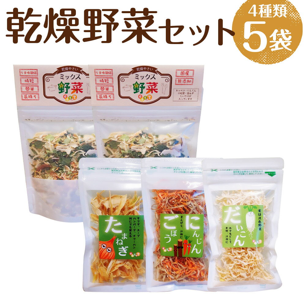 【ふるさと納税】【7営業日以内発送】乾燥野菜 5袋セット 4種類 20g×5袋 ミックス野菜 たまねぎ にんじん＆ごぼう 大根 乾燥 野菜 ドライ野菜 干し野菜 簡単 便利 無添加 長崎県産 国産 送料無料