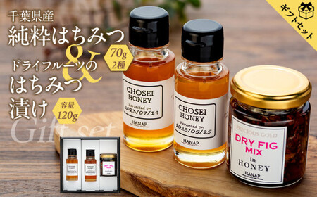 W01-041 【化粧箱入り／熨斗・リボン対応】美と健康ギフトセット（純粋はちみつ70ｇ×2種＆ドライフルーツはちみつ漬け）