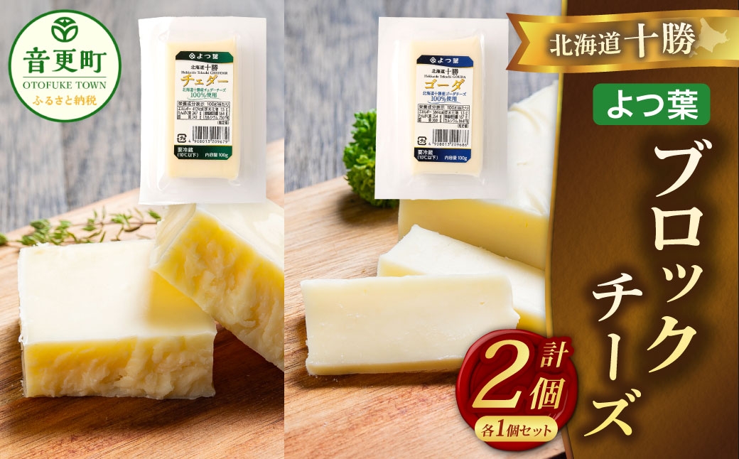 「よつ葉」北海道十勝 ブロックチーズ 2種（各1個セット）【B157】