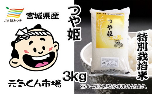元気くん市場  つや姫 3kg /  精米 小分け 人気 ランキング  お米 米 つや姫【mygs005】