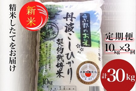 【定期便】訳あり 米 10kg 3ヶ月 京都丹波米 こしひかり 白米 3回定期便 10kg×3回 計30kg ※精米したてをお届け《緊急支援 米・食味鑑定士 選 コシヒカリ 京都丹波産 特Ａ 大人気お