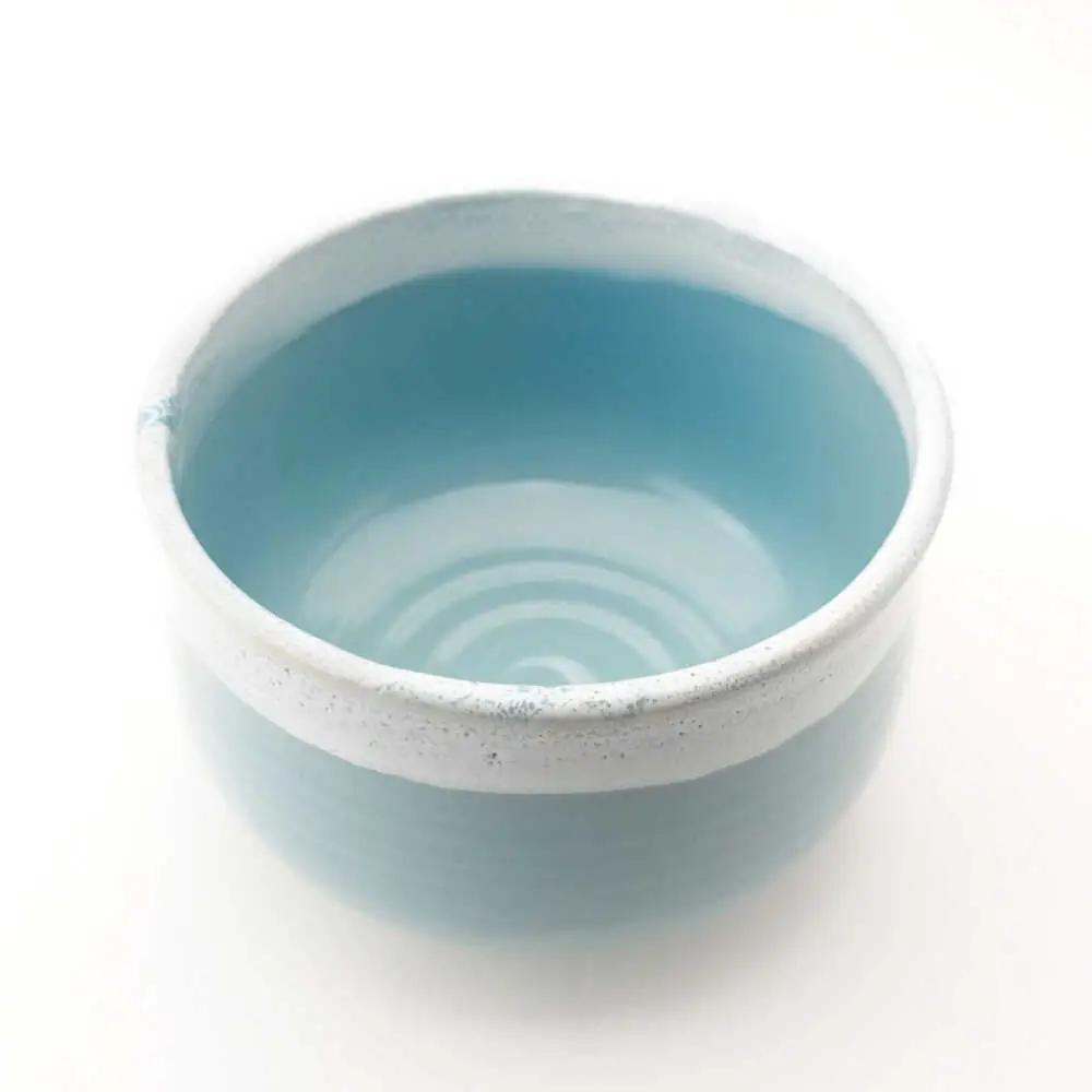 【波佐見焼】Folk Design 野点抹茶碗 青釉白唐津流し 1点【玉有】[IE52]