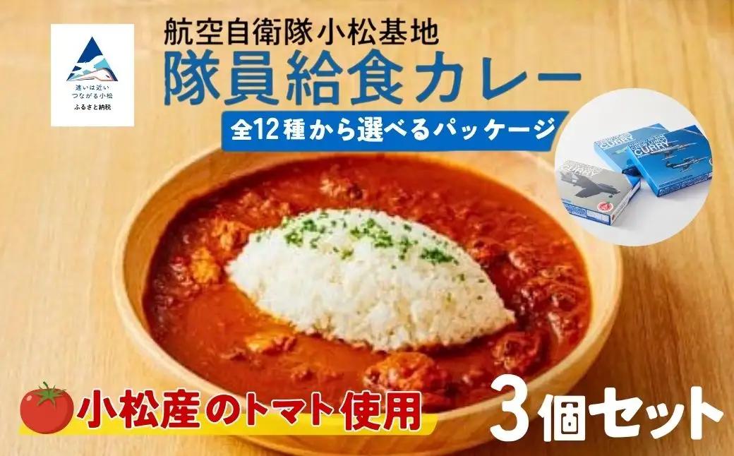 航空自衛隊 小松基地 隊員給食カレー 選べるパッケージ 3個セット カレー 石川県 小松市 【NPO法人まちづくり小松】
