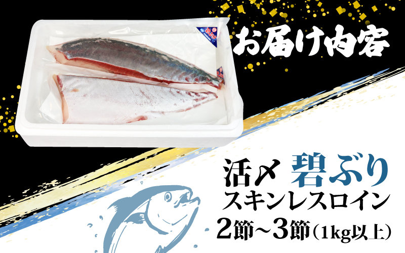 ＼10営業日以内発送／ 鰤 ぶり ブリ 碧ぶり 活締め 皮なし 2節 ~ 3節 計 1kg 以上 南予ビージョイ 冷蔵 活〆 スキンレスロイン ロイン 鰤ロイン 碧鰤  養殖ぶり  養殖鰤 鰤しゃぶ 