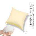 【ふるさと納税】やさしくしっかり体を支える!羽毛たっぷり　フェザークッション60(60cm角)【07461-0085】羽毛 ミニ クッション 枕 まくら 抗菌防臭・防ダニ加工 うもう 老舗 ふとん屋 福島県 西郷村
