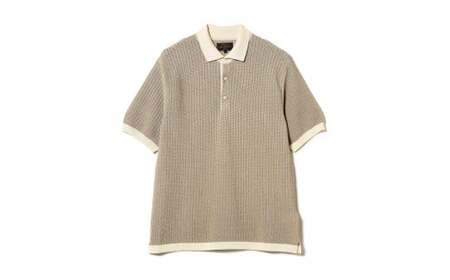 BEAMS PLUS ニットポロ "WASHI" 2トーン オフホワイト ( Lサイズ ) | ニット ポロシャツ メンズ シンプル 無地 プレゼント ギフト 父の日 新潟県 五泉市 株式会社ナック