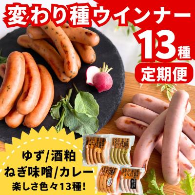 ふるさと納税 京都市 【京都特産ぽーく】〈3か月定期便〉変わり種ウインナー 13種 食べ比べセット(4〜5種類×3回)
