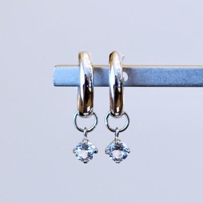 ふるさと納税 昭和町 Pt900プラチナ 2WAY ホワイトトパーズ フープピアス(直径10mm)保証書付SMK-5249 |  | 01