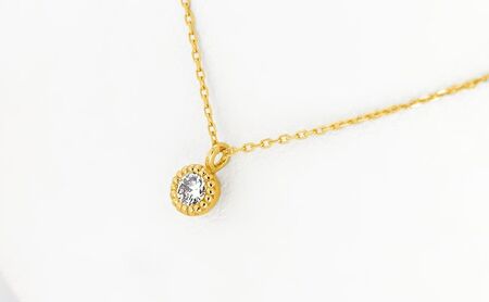 0.1ct ミル枠ダイヤモンドネックレス K18YG