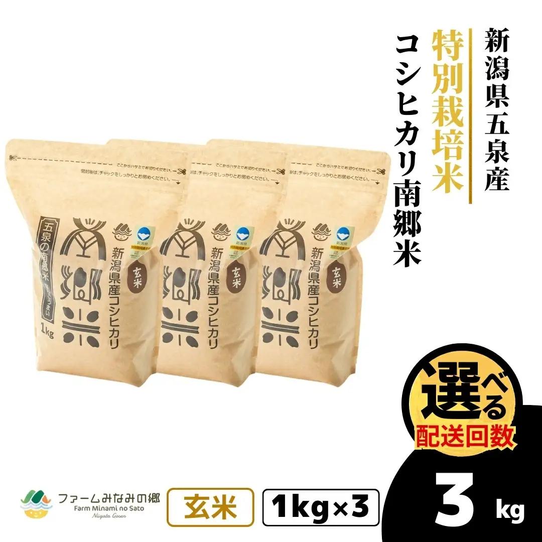 【先行予約】令和8年産 新米 コシヒカリ 玄米 南郷米 3kg(1kg×3袋) 特別栽培米【10月上旬発送開始】 | 新潟県産 米 五泉市
