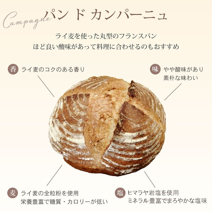 天然酵母 ハード系パン3種　お試しセット《国産小麦 フランス産小麦 有機 無添加 パン バケット カンパーニュ 詰め合わせ セット 朝食 京都》※北海道・沖縄・離島への配送不可