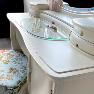 松永工房 Continue ドレッサー アロール半三 オフィシャル限定品 ホワイトカラー クラシック エレガント インテリア アンティーク調家具 木製 鏡台 ミラー ねこ脚 ヘアメイク メイク コスメ