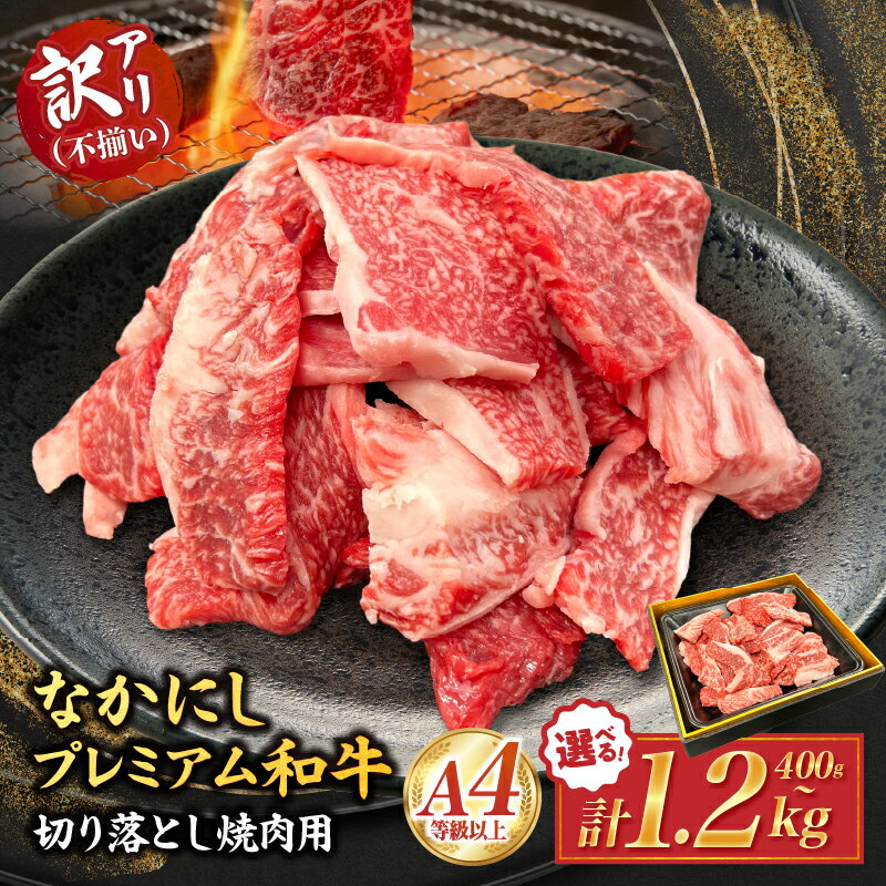 【ふるさと納税】宮崎県西ノ原牧場・なかにしプレミアム和牛訳あり不揃い切り落とし焼肉 400g~1.2kg（国産 牛肉 肉 黒毛和牛 お肉 切り落とし 焼肉用 焼肉 人気 訳あり 不揃い）