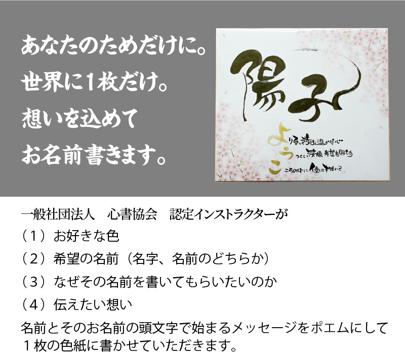 【世界にたったひとつの贈り物シリーズ】 筆文字 ネームInポエム（額なし） ※備考欄入力必須　説明文をご確認ください※　H144-015