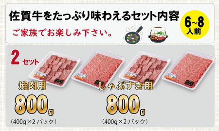 佐賀牛 A5 ランク保証！ 焼肉 しゃぶしゃぶすき焼き 厳選部位 合計1,600g（400g×各2P） D400-011