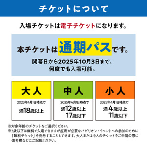 【通期パス】2025年日本国際博覧会入場チケット 大阪・関西万博（小人1名分）万博チケット 万博 ばんぱく EXPO 2025 関西万博 チケット 入場券【103D-014】