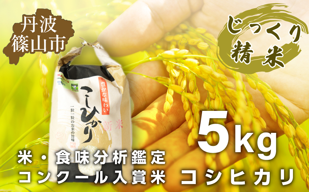 令和7年産　お米　コシヒカリ　丹波篠山産　じっくり精米5kg　白米 100％単一原料米 産地直送米 おいしい お米 精米 コシヒカリ ブランド おこめ 健康 送料無料 おすすめ 人気 口コミ