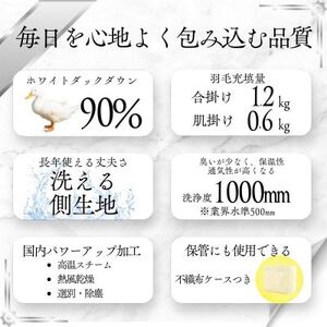 羽毛布団キング二枚合わせ 合掛ふとん1.2kg/肌ふとん0.6kg オールシーズン対応 クリーム【1310526】