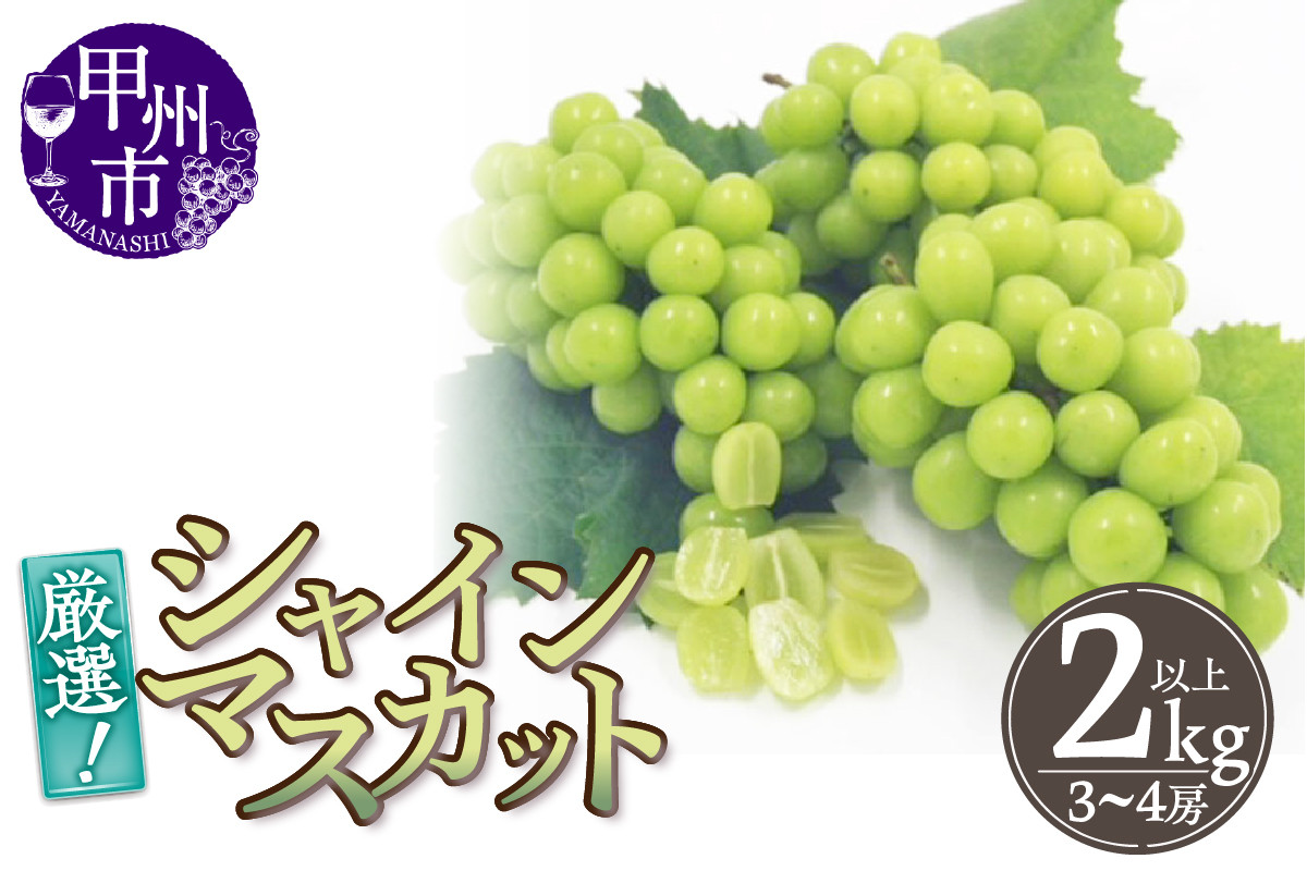 
厳選！山梨県甲州市産 シャインマスカット 2kg以上 3～4房【2024年発送】（THR）B19-810
