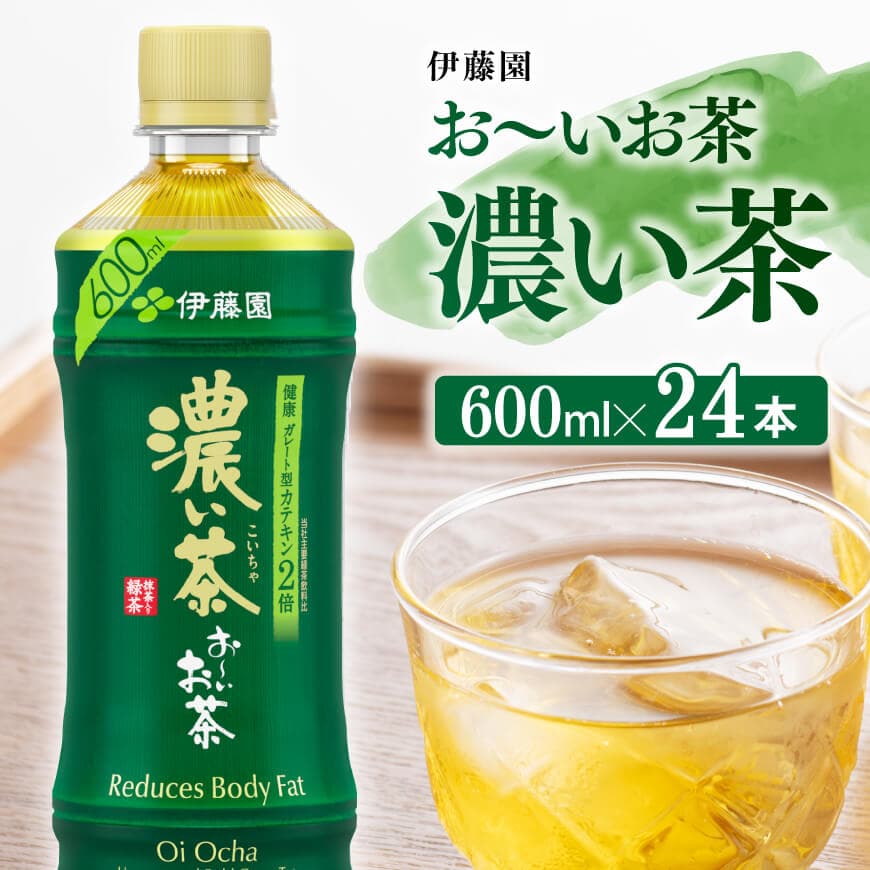 お～いお茶 濃い茶600ml×24本 PET 飲料類お茶 ソフトドリンクお茶 お茶 ペットボトルお茶 長期保存お茶 備蓄お茶 送料無料お茶 宮崎県川南町