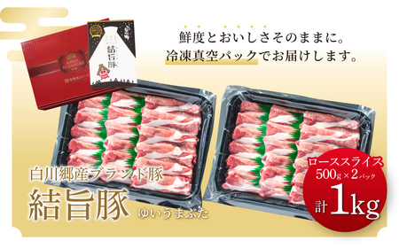 結旨豚 ローススライス 500g×2 計1kg 冷凍真空パック | 肉 お肉 豚肉 国産 すき焼き しゃぶしゃぶ 白川郷 岐阜県 白川村 ブランド豚 人気 おすすめ ギフト 11000円 飛騨高山ミー