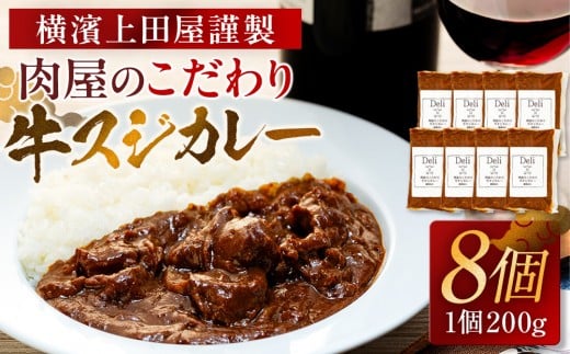横濱上田屋謹製　肉屋のこだわり牛スジカレー8個（調理済み）