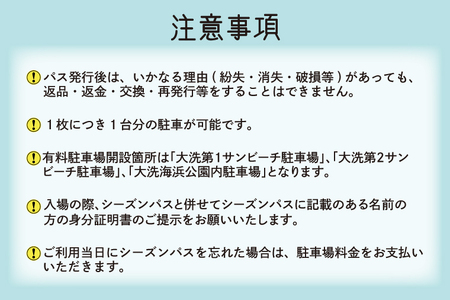 令和6年度 大洗 サンビーチ 町営駐車場 シーズンパス (定期利用券) ×１枚 海水浴 サーフィン 潮干狩り レジャー 茨城県 大洗町_BG005