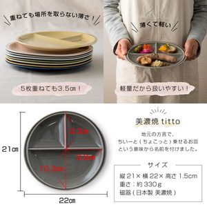 【美濃焼】 ランチプレート titto 丸 ライトブラック 2枚セット 瑞浪市 / JS企画 / 小田陶器 食器 プレート 仕切り皿 おしゃれ [AZAZ020]