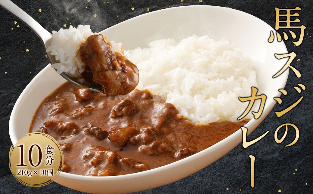 
            馬スジのカレー 10食セット 2.1kg 210g×10 馬肉 馬スジ カレー レトルト お肉 惣菜 タレ付
          