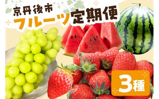 京丹後フルーツ定期便3種（いちご、スイカ、シャインマスカット）　果物 フルーツ 定期便 3回 旬 お届け 章姫 あきひめ イチゴ 苺 にしまる すいか  訳あり シャインマスカット 京都 京丹後 ふるーつ 3種　FS00033