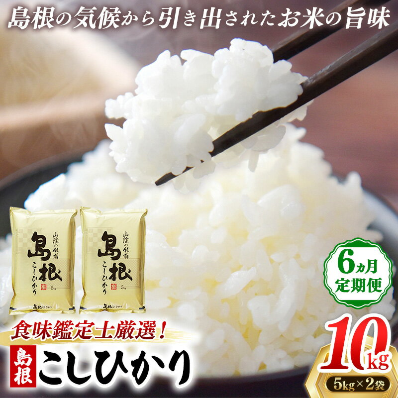 【ふるさと納税】【定期便 6か月】食味鑑定士厳選　島根こしひかり 10kg（5kg×2袋）【白米 コシヒカリ 令和7年産 精米 島根県 安来市】