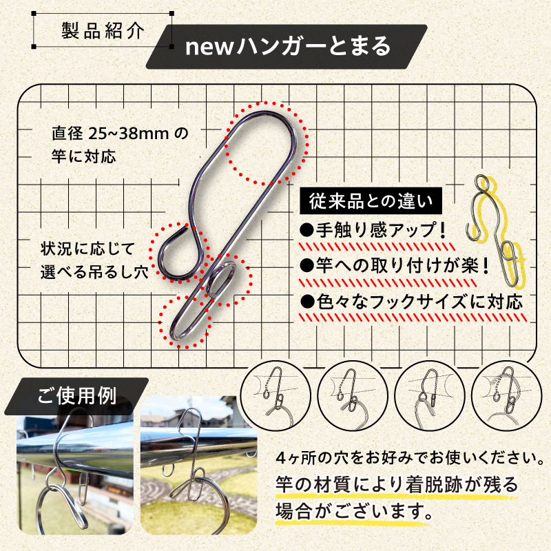 「ハンガー とまる」3個セット　／　洗濯バサミ 便利グッズ ステンレス製 ストッパー【0007-020】_イメージ2