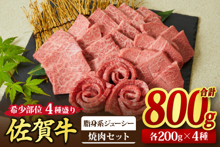 佐賀牛 希少部位 焼肉4点盛り合わせ【脂身系ジューシー】 800g （200gx4種） A5 A4　(H085144)