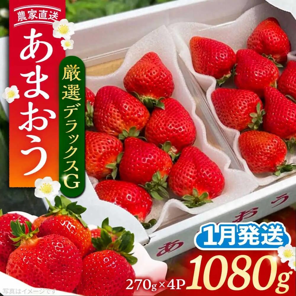 【先行予約】【1月発送】農家直送 あまおう 厳選デラックスG 1080g(270g以上×4P)土耕栽培 VAB003 果物 あまおう