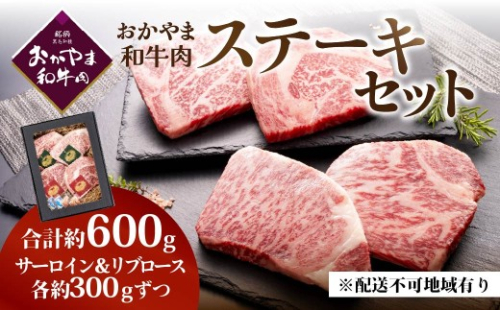 おかやま和牛肉ステーキ 600g　（サーロイン300g、リブロース300g）
