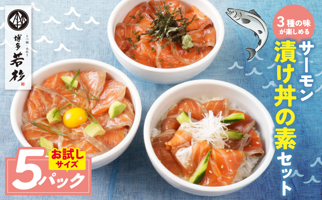 サーモン漬け丼の素(醤油・ごま・ポキ)計5パック