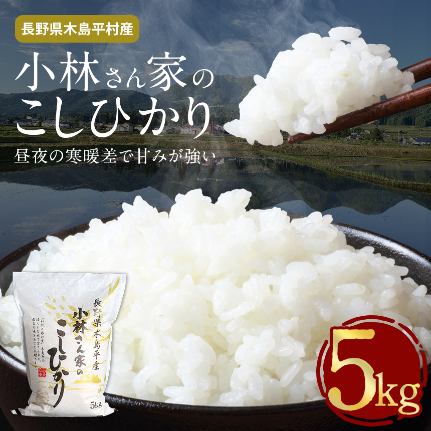 【先行予約】木島平産 小林さん家のこしひかり 5kg | 米 こしひかり コシヒカリ 定番 品種 特別栽培 寒暖差 木島平村 長野県 信州