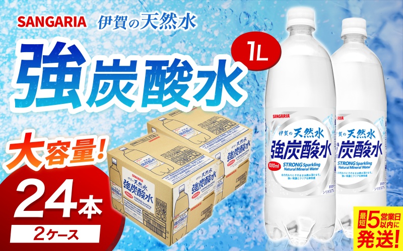 炭酸水 サンガリア 伊賀の天然水 強炭酸水2ケース（500ml×48本）【igge0001】